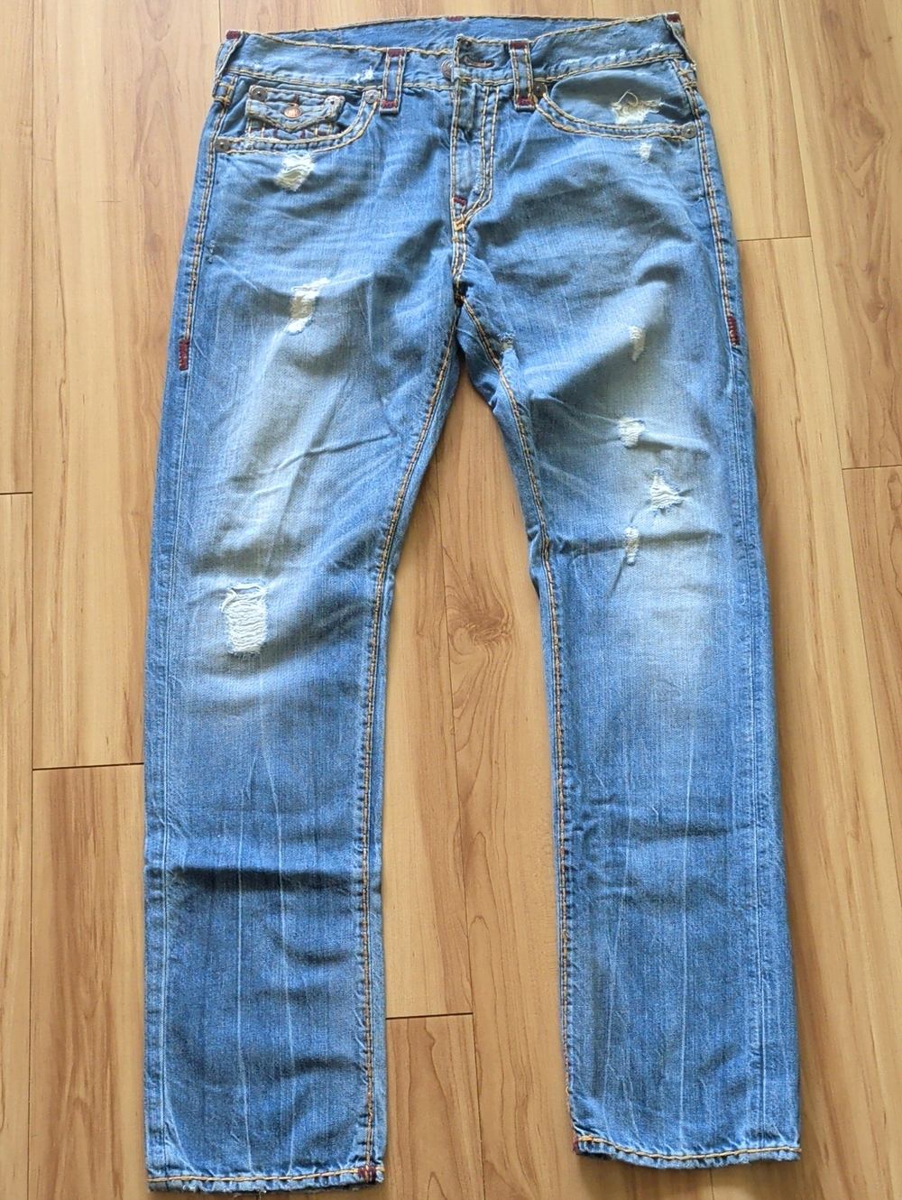 Men's Distressed Light Blue Jeans – Casual Slim Fit